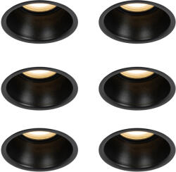 QAZQA 6 db-os süllyesztett spotlámpa szett fekete GU10 50 mm IP44 - Dept (109321)