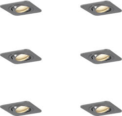 QAZQA 6 darabos, lekerekített, süllyesztett, ágyúszürke spotlámpa készlet GU10 50mm állítható IP44 - Alberto (109785)
