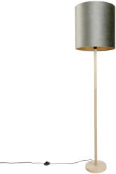 QAZQA Fa állólámpa zöld bársonyernyővel 40 cm - Mels (109161)