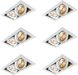 QAZQA 6 darabos süllyesztett spotlámpa szett fehér AR111 állítható 2-lámpás - Oneon (109858)