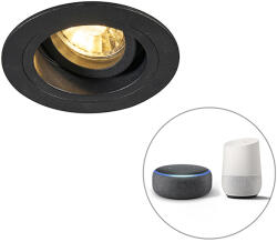 QAZQA Okos beépített reflektor fekete kerek WiFi-vel GU10 - Chuck (104678)