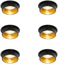 QAZQA 6 darabos modern, süllyesztett spotlámpa szett fekete, arany belsővel - Insta (109847)