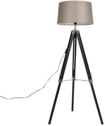 QAZQA Stílusos állólámpa állványon fekete árnyékolóval 45 cm lenvászon bézs (92838)
