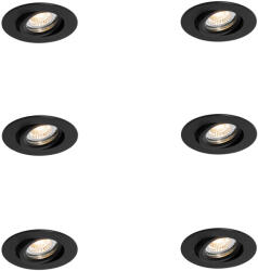 QAZQA 6 darabos süllyesztett spotlámpa készlet fekete dönthető 6, 5 cm LED-del IP54 Ultra Slim - Pupil (109601)
