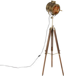 QAZQA Háromlábú állólámpa bronz fa stúdió spottal - Radient (105923)