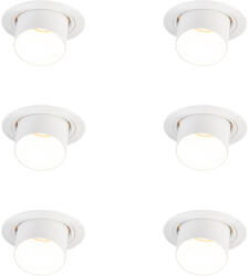 QAZQA 6 darabos modern, süllyesztett, fehér, kerek, dönthető spotlámpa szett - Installa (109851)