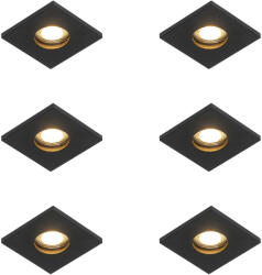 QAZQA 6 darabos modern, fekete, süllyesztett fürdőszobai spotlámpa szett - Doku (109830)