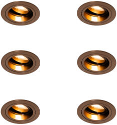 QAZQA 6 darabos süllyesztett spotlámpa szett sötét bronz kerek állítható - Chuck (109812)