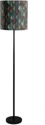 QAZQA Állólámpa fekete bársony lámpabúrával, levélmintás, arany belsővel - Simplo (109232)