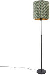 QAZQA Állólámpa fekete búrával, páva mintával, 40 cm állítható - Parte (104173)