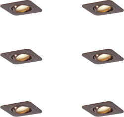 QAZQA 6 darabos, lekerekített, sötét bronz, süllyesztett spotlámpa szett GU10 50mm IP44 - Alberto (109784)