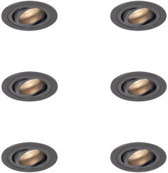 QAZQA 6 darabos modern, ágyúszürke, süllyesztett spotlámpa készlet GU10 50mm-es kerek, dönthető - Rondoo (109894)
