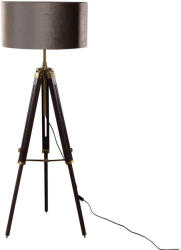 QAZQA Cortin állólámpa sárgaréz háromlábú talppal és bézs bársony lámpabúrával 50 cm (109140)