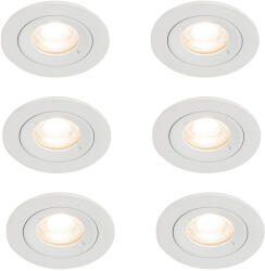 QAZQA 6 db fehér, kerek GU10-es beépíthető spotlámpa szett (50 mm, IP44) - Xena (109335)