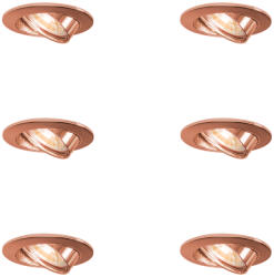 QAZQA 6 darabos, kerek, süllyesztett, dönthető réz spotlámpa szett - Edu (109832)