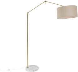 QAZQA Állólámpa arany színű, világosbarna árnyékolóval, 50 cm állítható - Editor (106500)