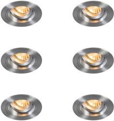QAZQA 6 darabos süllyesztett spotlámpa készlet, kerek, alumínium, állítható - Chuck (109808)
