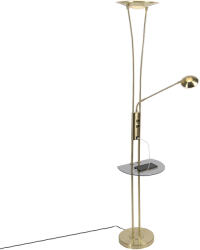 QAZQA Arany állólámpa olvasólámpával, LED-del és USB-porttal - Sevilla (99506)