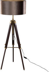QAZQA Laktós réz háromlábú állólámpa barna bársony lámpabúrával 50 cm - Cortin (109172)