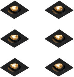 QAZQA 6 darabos modern, süllyesztett spotlámpa készlet fekete 9, 3 cm-es, forgatható és dönthető - Chuck (109815)