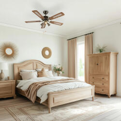 QAZQA Bronz mennyezeti ventilátor fával 110 cm 3 lámpával, húzókapcsolóval - Mistral (92646)