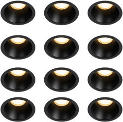 QAZQA 12 db modern, fekete GU10 beépíthető spotlámpa szett 35 mm, IP44 - Dept (109314)