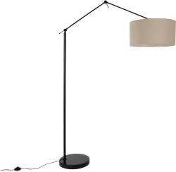 QAZQA Állólámpa fekete világosbarna árnyékolóval 50 cm állítható - Editor (106504)