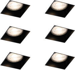 QAZQA 6 db-os süllyesztett spotlámpa szett fekete GU10 50 mm perem nélküli - Oneon (109305)