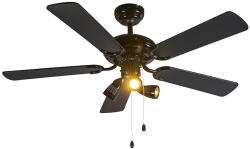 QAZQA Mennyezeti ventilátor fekete 110 cm 3 lámpával, húzózsinórral - Mistral (92647)