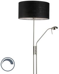 QAZQA Acél és fekete állólámpa állítható olvasókarral - Luxor (94589)