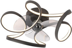 QAZQA Mennyezeti ventilátor fekete 55 cm LED-del, fényerőszabályzóval és távirányítóval - Mandy (105357)