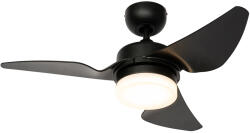 QAZQA Mennyezeti ventilátor fekete 86, 7 cm LED-del, fényerőszabályzóval és távirányítóval - Yuki (107760)