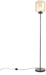 QAZQA Design állólámpa fekete borostyánüveggel - Qara (102196)