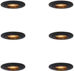 QAZQA 6 darabos, állítható, fekete süllyesztett spotlámpa készlet - Ude Honey (109908)