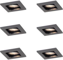QAZQA 6 darabos modern süllyesztett spotlámpa készlet, fegyverszürke, GU10, 50mm, kerek, dönthető - Qure (109892)