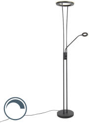 QAZQA Modern állólámpa fekete, LED-del és olvasókarral - Divine (99250)