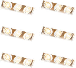 QAZQA 6 darabos süllyesztett spotlámpa készlet fehér, állítható, keret nélküli, 3-lámpás - Oneon (109876)