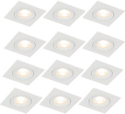 QAZQA 12 db-os beépíthető spotlámpa szett fehér, négyzet alakú, GU10, 50 mm, IP44 - Xena (109338)