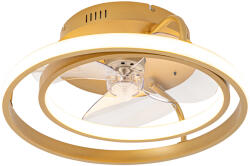 QAZQA Mennyezeti ventilátor arany 46, 5 cm LED-del, távirányítóval - Kees (105750)