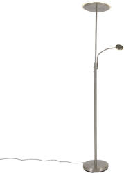 QAZQA Modern állólámpa acélból, beépített LED-del, dimmerrel és olvasólámpával - Strela (102610)