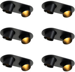 QAZQA 6 darabos süllyesztett spotlámpa készlet fekete GU10 35mm dönthető 2-fényű - Installa (109587)