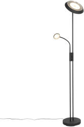 QAZQA Állólámpa fekete, LED-del és dimmerrel, olvasólámpával - Fez (106055)