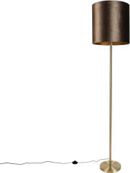 QAZQA Állólámpa sárgaréz lábbal és barna bársony lámpabúrával 40 cm - Simplo (109176)