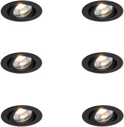 QAZQA 6 darabos süllyesztett spotlámpa készlet fekete dönthető 8, 2 cm LED-del Dim to Warm IP54 Ultra Slim - Pupil (109602)