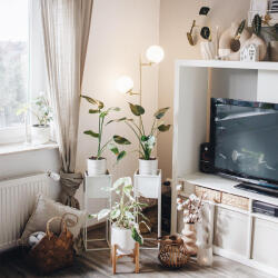 QAZQA Okos állólámpa arany, fagyos üveggel, 2 Wi-Fi P45 - Pallon (107419)