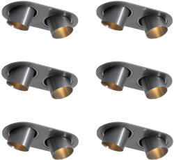 QAZQA 6 darabos süllyesztett spotlámpa készlet fegyverszürke GU10 35mm dönthető 2-fényű - Installa (109590)