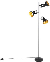 QAZQA Okos állólámpa fekete arannyal, 3 izzós, 3 WiFi P45-tel - Tommy (110106)