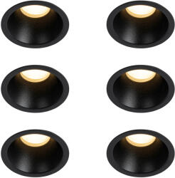 QAZQA 6 db fekete GU10 beépíthető spotlámpa szett 35 mm IP44 - Dept (109313)