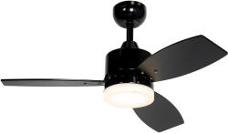 QAZQA Kültéri mennyezeti ventilátor fekete 91, 3 cm LED-del, fényerőszabályzóval, távirányítóval IP44 - Toledo (107737)