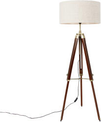 QAZQA Állólámpa réz világos szürke árnyékolóval 50 cm háromlábú - Cortin (106511)